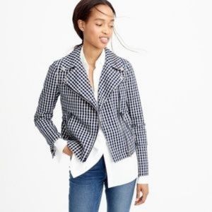 J. Crew Gingham Moto Jacket
